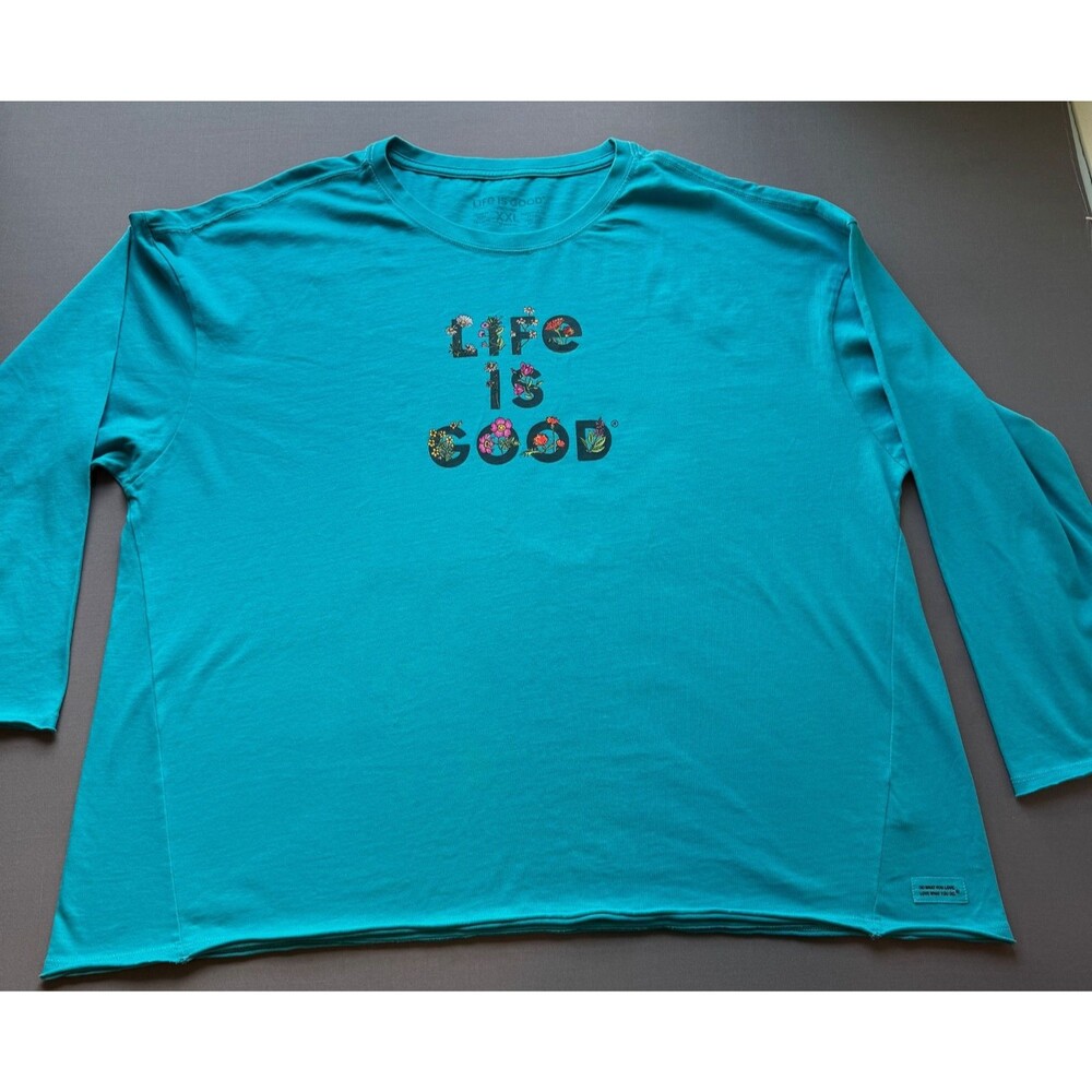 Life Is Good Top Women's XXL Island Blue Relaxed LS Crusher Tee QVC Exclusive - Picture 6 of 13